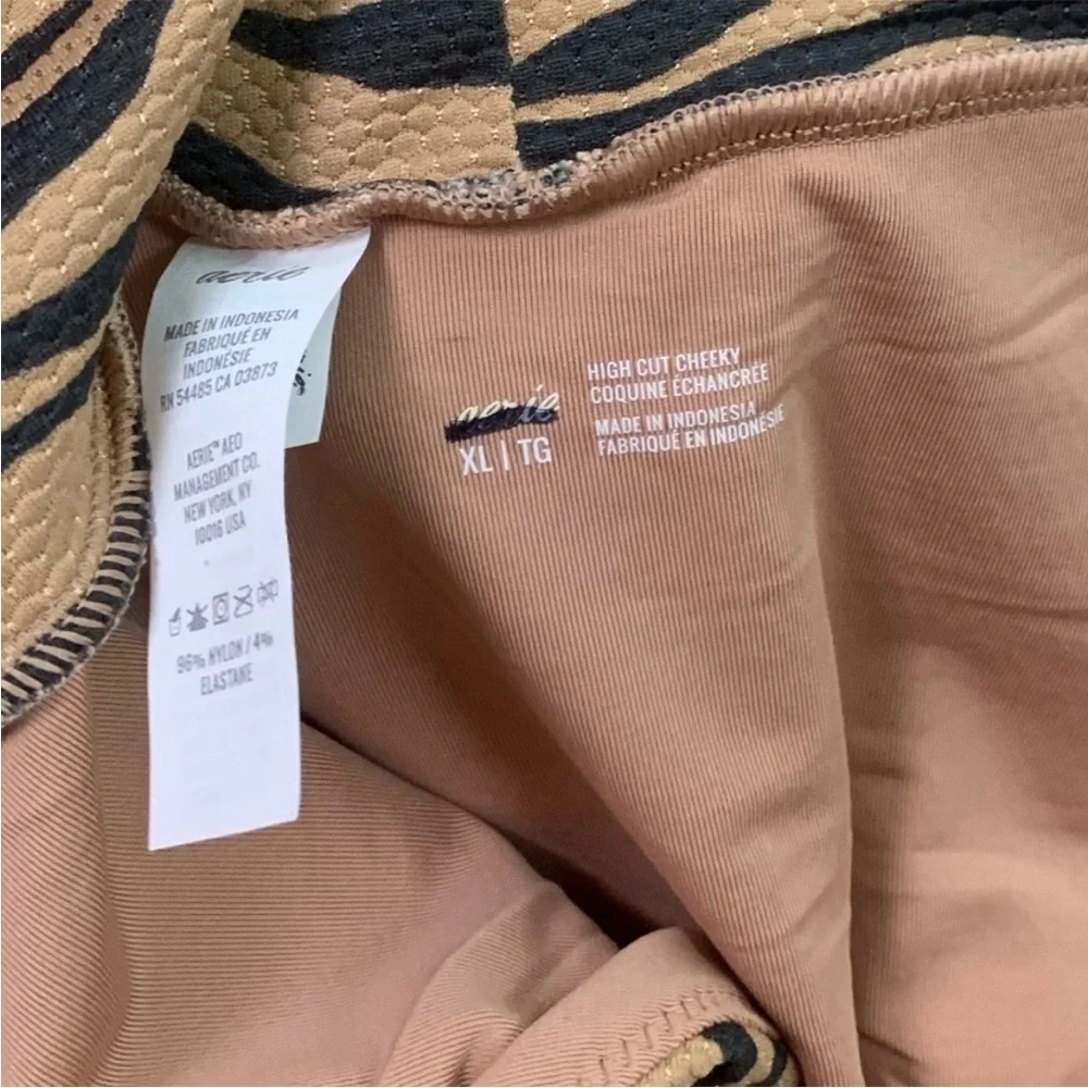 NEW Aerie Tiger Pique High Rise High Cut Swimsuit Bikini Bottoms